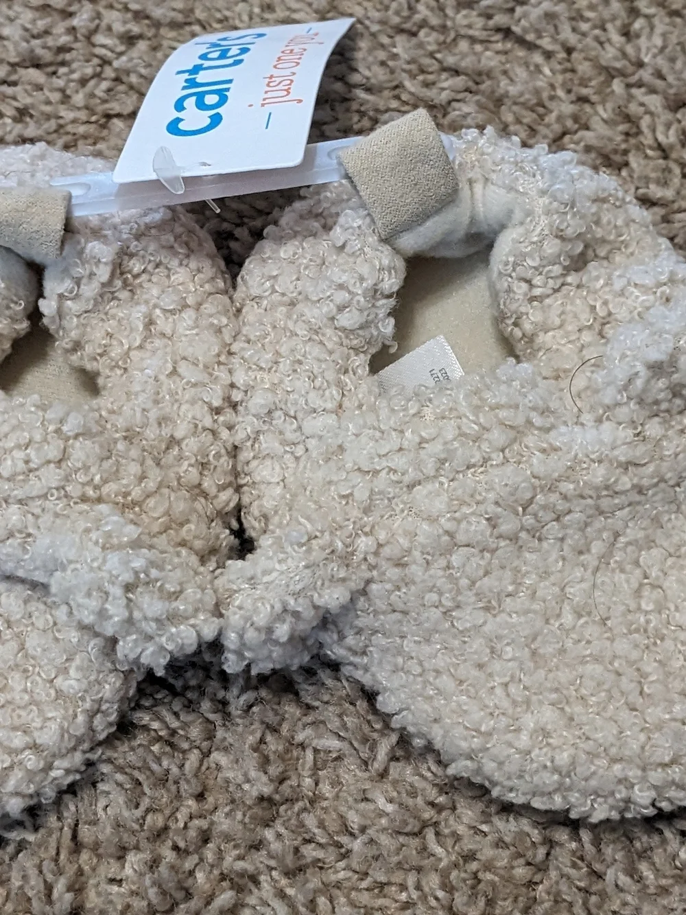 Carter's Cream Plush Baby Shoes